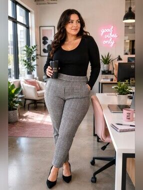 Modern Millennium Stretch Ankle Pant - Black Plaid Houndstooth - Size 24